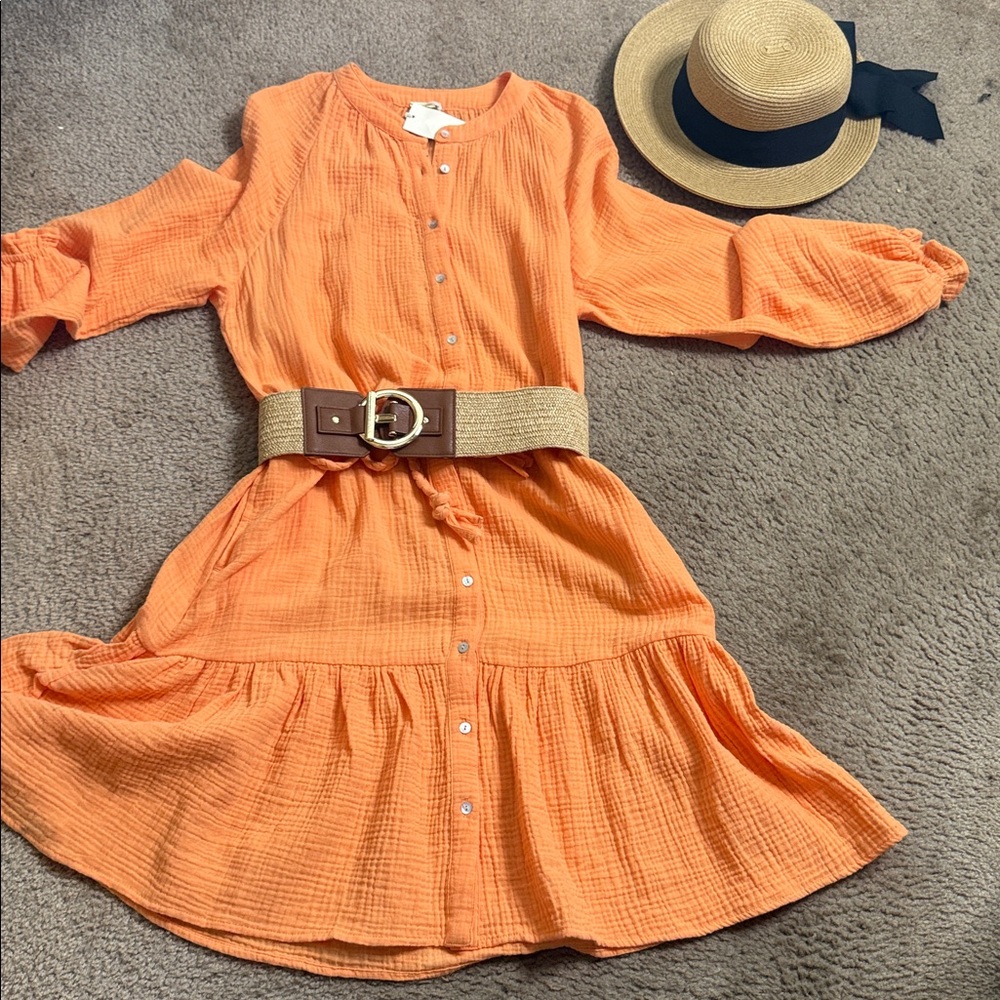 MAGASCHONI 🔥 Organic cotton Papaya belted Dress